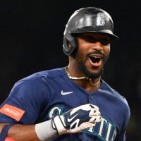 Sep 1, 2026; Boston, Massachusetts, USA; Seattle Mariners designated hitter Lazaro Montes (99) reacts as he runs the bases after hitting a home run during the fifth inning against the Boston Red Sox at Fenway Park. Mandatory Credit: Eric Canha-Imagn Images