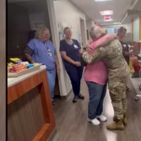Granddaughter drives through the night to surprise grandma at final chemo treatment