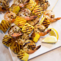 CAMILA ALVES: Camila Alves Grilled Garlic Lemon Shrimp with Pineapple + Japanese Cucumber Salad