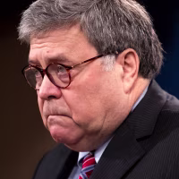 Then-Attorney General William Barr speaks during a news conference at the Justice Department, on Dec. 21, 2020.