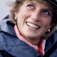 Princess Diana wearing a naval hat