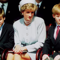 Princess Diana, Princess of Wales with her sons Prince William and Prince Harry