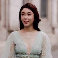 Abby Choi arrives at Elie Saab Haute Couture fashion show in Paris