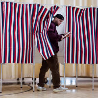 Voters cast their ballots in the New Hampshire primary on Jan. 22, 2024 in Laconia. 