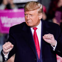Donald Trump dances on stage