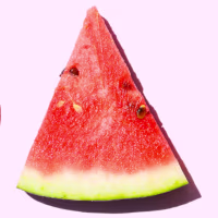 Summer fruit on a pink background.
