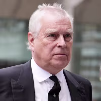 Britain's Prince Andrew, Duke of York, arrives to attend a Requiem Mass for Katharine, Duchess of Kent, in London on Sept.16, 2025. 