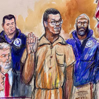 Courtroom sketch shows Brian Cole Jr. during a court a appearance.