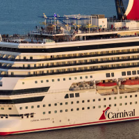 An aerial view of the Carnival Radiance cruise ship