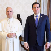 Pope Leo and Secretary of State Marco Rubio at the Vatican on May 7