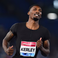 Fred Kerley competes in the men's 100m during the IAAF Wanda Diamond League: Golden Gala Pietro Mennea in Rome, Italy, in June 2025.