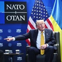 Ukraine's President Volodymyr Zelensky meets with President Donald Trump on the sidelines of the NATO Summit in Ankara on July 8, 2026. 