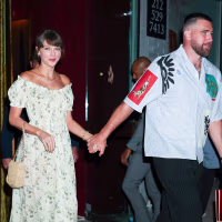 Taylor Swift and Travis Kelce on May 15, 2026 in New York City. 