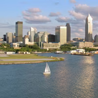 Lake Erie and downtown Cleveland, Ohio