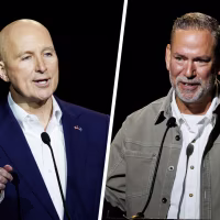  Sen. Pete Ricketts, Dan Osborn, participate in a debate