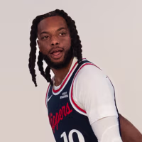 Darius Garland poses for a photo during the Clippers Media Day Basketball.