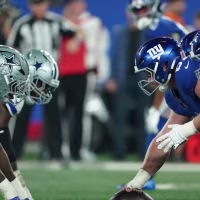 EAST RUTHERFORD, NEW JERSEY - SEPTEMBER 13: The Dallas Cowboys defense lines up against the New York Giants offense during the first quarter at MetLife Stadium on September 13, 2026 in East Rutherford, New Jersey. (Photo by Evan Bernstein/Getty Images)