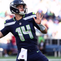 SEATTLE, WASHINGTON - SEPTEMBER 9: Sam Darnold #14 of the Seattle Seahawks warms up prior to an NFL football game against the New England Patriots at Lumen Field on September 9, 2026 in Seattle, Washington. (Photo by Kevin Sabitus/Getty Images)