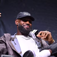 NEW YORK, NEW YORK - JULY 16: LeBron James speaks onstage during the mind the game panel at Fanatics Fest NYC 2026 at Jacob Javits Center on July 16, 2026 in New York City. (Photo by Roy Rochlin/Getty Images for Fanatics)