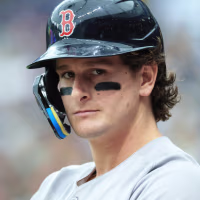Sep 19, 2026; St. Petersburg, Florida, USA; Boston Red Sox left fielder Roman Anthony (19) looks on while on deck during the third inning against the Tampa Bay Rays at Tropicana Field. Mandatory Credit: Kim Klement Neitzel-Imagn Images