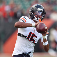 CINCINNATI, OH - AUGUST 22: Wide receiver Rome Odunze #15 of the Chicago Bears warms up before a preseason game between the Chicago Bears and the Cincinnati Bengals on August 22, 2026, at Paycor Stadium in Cincinnati, OH. (Photo by Jeff Moreland/Icon Sportswire via Getty Images)