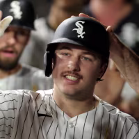 CHICAGO, IL - SEPTEMBER 06: Kyle Teel #8 of the Chicago White Sox celebrates with teammates in the dugout after hitting a three run home run in the eighth inning during the game between the Minnesota Twins and the Chicago White Sox at Rate Field on Sunday, September 6, 2026 in Chicago, Illinois. (Photo by Lawrence Brown/MLB Photos via Getty Images)