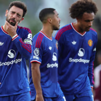 Bruno Fernandes of Manchester United reacts after equalizing in the Premier League match between Fulham and Manchester United at Craven Cottage in London, on September 20, 2026. (Photo by Tiego Grenho/MI News/NurPhoto via Getty Images)