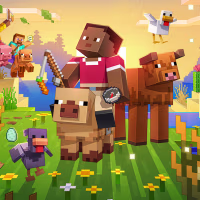 A split image showing, left, Mike Tomlin, and right, Minecraft characters
