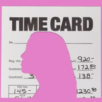 Photo Illustration of a woman's silhouette cut out of a time card 