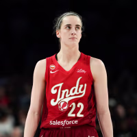 Indiana Fever guard Caitlin Clark looks outward during the fourth quarter of game three of the first round for the 2026 WNBA Playoffs against the Las Vegas Aces on Thursday.