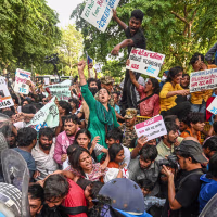 People at protest.