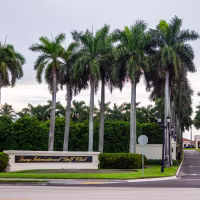 A view of the entrance to Trump International Golf Club in Palm Beach County, Florida.