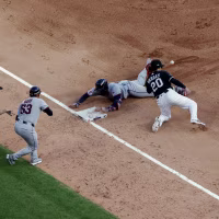on-field action during a MLB game.