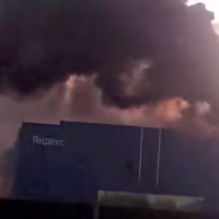 Image: Smoke billows from Yandex's Sasovo hub, following a drone strike