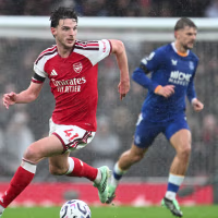 LONDON, ENGLAND - OCTOBER 24: Declan Rice of Arsenal during the Premier League 2026/27 match between Arsenal FC and Everton at Emirates Stadium on October 24, 2026 in London, England. (Photo by Stuart MacFarlane/Arsenal FC via Getty Images)