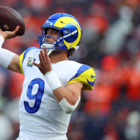 DENVER, CO - SEPTEMBER 27:  Matthew Stafford #9 of the Los Angeles Rams throws a pass while warming up before a game against the Denver Broncos at Empower Field at Mile High on September 27, 2026 in Denver, Colorado. (Photo by Justin Edmonds/Getty Images)