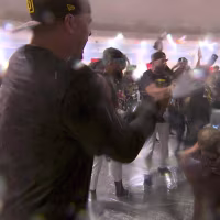 Go inside the Padres' clubhouse celebration following San Diego's statement sweep of the Chicago Cubs in the 2026 NL Wild Card Series.
