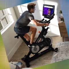 Image of a Woman riding the NordicTrack Commercial Studio Cycle