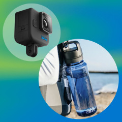 GoPro, hand vacuum and a Yeti Water Bottle