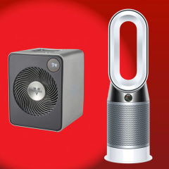 Three Space Heaters on a red background