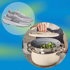 Cole Haan Zerogrand sneaker, Ninja(R) 12-in-1 Double Oven with FlexDoor and a caraway steamer and pot