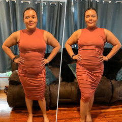 Split image of someone before and after wearing shapermint wear