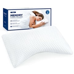 Groye Cooling Side Sleeping Pillow - Neck Pillows for Pain Relief, Ergonomic Contour Memory Foam Pillows -Back and Shoulder Support, Odorless Cervical Bed Pillows for Sleeping with Washable Pillowcase