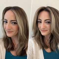 Split image of a Woman's hair before and after using Color Wow Root Lifter