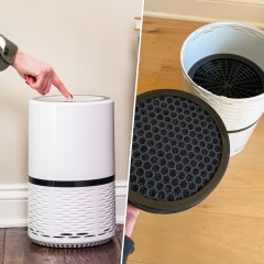 Split image of a air prefer and a filter from the Air Purifier
