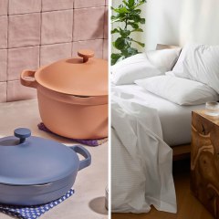 Two Our Place Pans, Candle for Mother's Day and sheets from Brooklinen