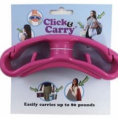 Click &amp; Carry Grocery Bag Carrier with Soft Cushion Grip. Use as a Hands Free Grocery Bag Carrier, Plastic Bag Holder, Sports Gear Carrier &amp; More. Click and Carry With Ease (Fuchsia, 1 Pack)