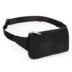 UTO 5 Zippers Waterproof Nylon Waist Bag for Women Durable Oxford Fabric Multi Pockets Anti-scratch Black