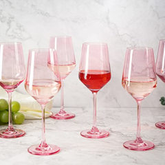 Colored Wine Glass Set,12 oz Glasses Set of 6, Unique Italian Style Tall Stemmed for White &amp; Red Wine, Water, Margarita Glasses, Color Tumbler, Gift, Viral Beautiful Glassware (Blush Pink)