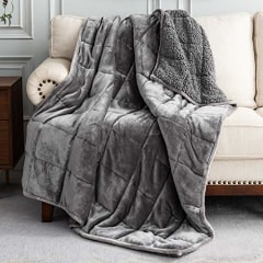 Weighted Blanket Queen Size 15lbs 60x80 inches, Uttermara Sherpa Weighted Blankets with Soft Plush Fleece, Cozy Warm Sherpa Snuggle Thick Heavy Blanket Great for Sleep and Calming, Grey